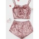 Pijama Tokyo 2 piese din catifea roz PST18