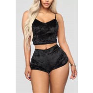 Pijama Tokyo 2 piese din catifea neagra COD PST17