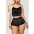 Pijama Tokyo 2 piese din catifea neagra COD PST17