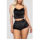 Pijama Tokyo 2 piese din catifea neagra COD PST17