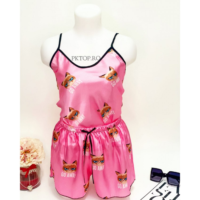 OFERTA 1+1 GRATIS: Pijama dama 2 piese din satin cod PST22