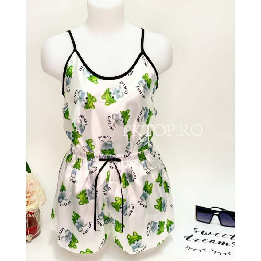 OFERTA 1+1 GRATIS: Pijama dama 2 piese din satin cod PST4