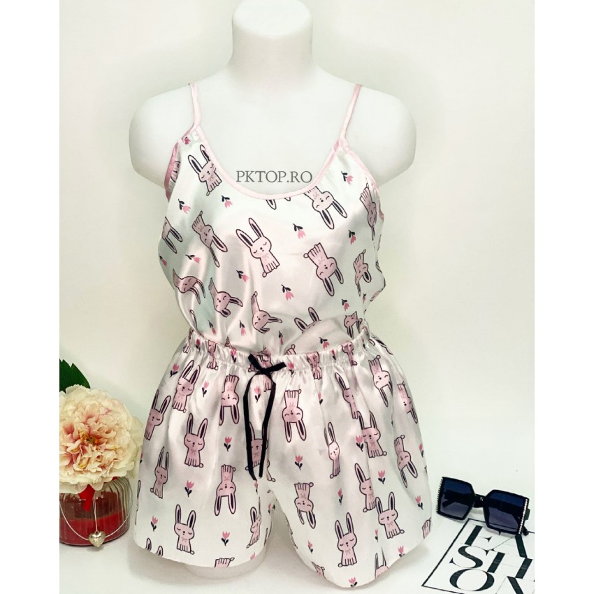 OFERTA 1+1 GRATIS: Pijama dama 2 piese din satin cod PST73